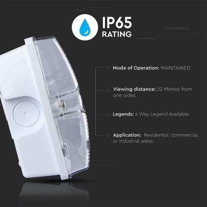 LED Vészvilágítás EMERGENCY EXIT SAMSUNG CHIP LED/4W/230V 6000K IP65