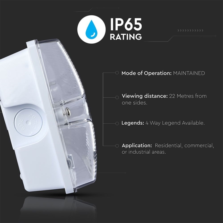 LED Vészvilágítás EMERGENCY EXIT SAMSUNG CHIP LED/4W/230V 6000K IP65