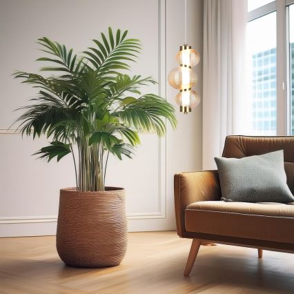 LED zsinóros csillár BOLLA LED/12W/230V átm. 16 cm arany/füstös bézs