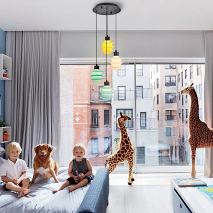 LED zsinóros csillár CACTUS LED/12W/230V 3000K zöld/sárga/fehér