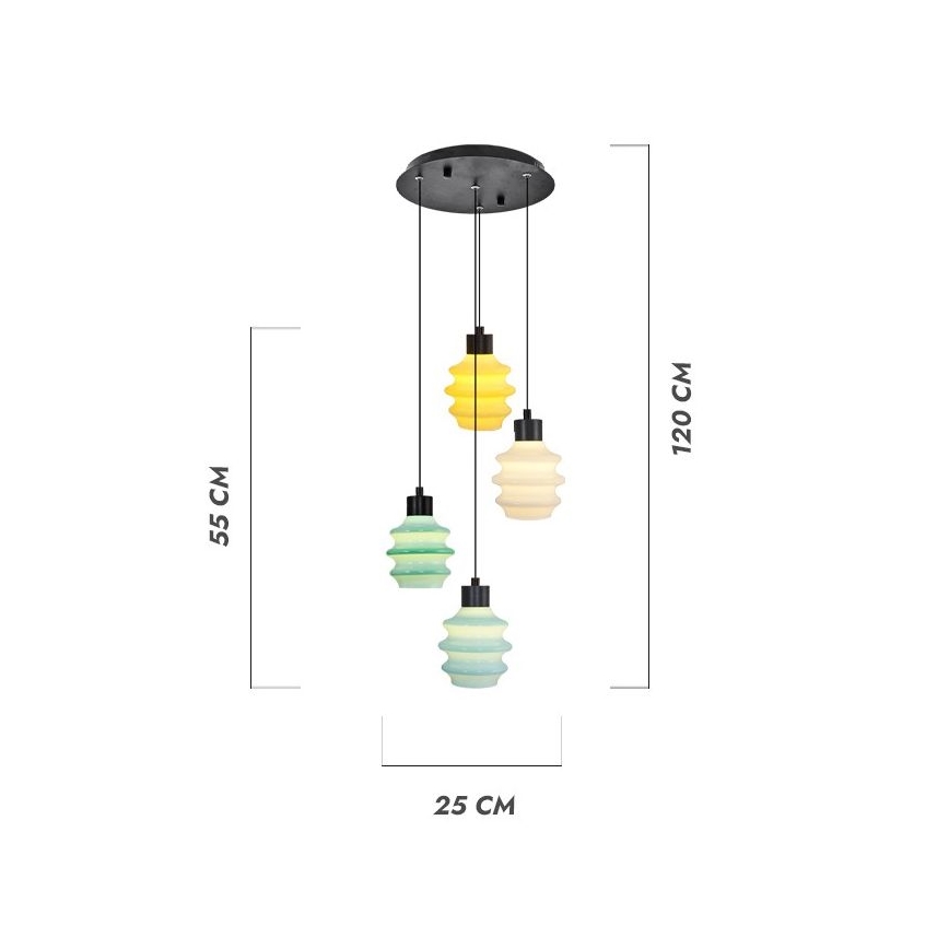 LED zsinóros csillár CACTUS LED/12W/230V 3000K zöld/sárga/fehér