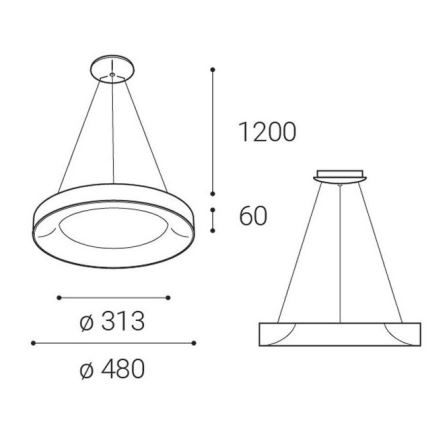 LED2 - LED Csillár zsinóron BELLA LED/40W/230V 3000/4000K fekete