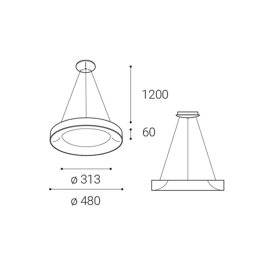 LED2 - LED Csillár zsinóron BELLA LED/40W/230V 3000/4000K fekete