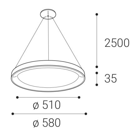 LED2 - LED Csillár zsinóron BELLA LED/48W/230V 3000K/4000K fekete