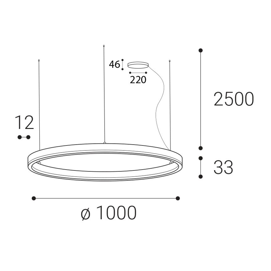 LED2 - LED Dimmelhető csillár zsinóron CIRCLE LED/80W/230V 3000K/4000K átm. 100 cm fehér
