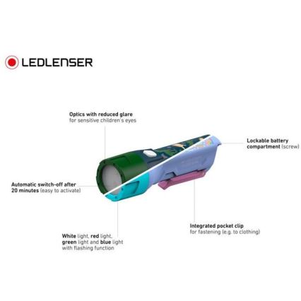 Ledlenser KIDBEAM4 DINO - LED fényerőszabályozható gyerekzseblámpa LED/2xAAA IP44 zöld