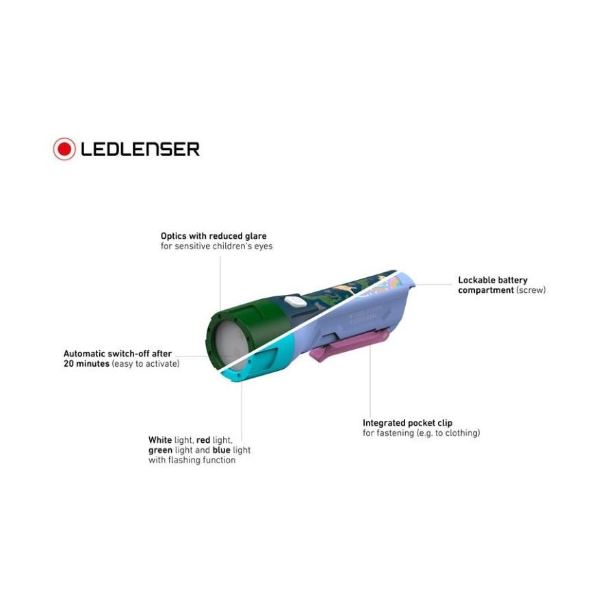 Ledlenser KIDBEAM4 DINO - LED fényerőszabályozható gyerekzseblámpa LED/2xAAA IP44 zöld