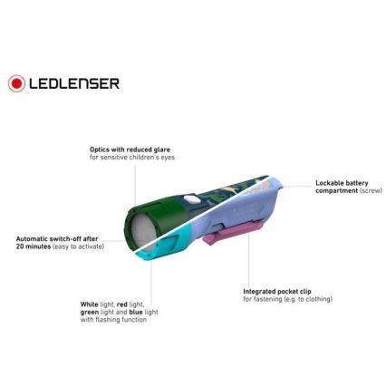 Ledlenser KIDBEAM4 RAINBOW - LED Fényerőszabályozható gyerekzseblámpa LED/2xAAA IP44 lila
