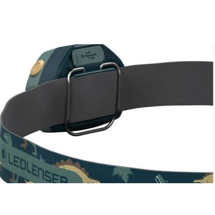 Ledlenser KIDLED4R DINO - LED, állítható fényerejű, újratölthető gyermek fejlámpa, LED/280 mAh, IPX4, 40 lm, 18 óra, zöld
