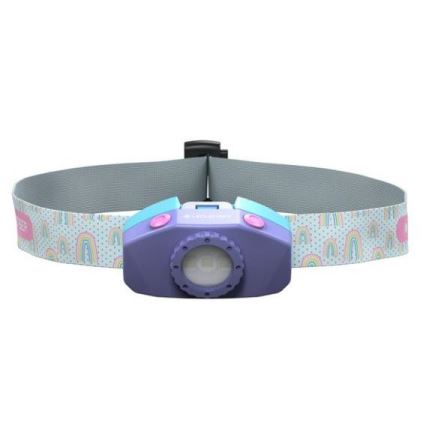 Ledlenser KIDLED4R RAINBOW - LED, fényerőszabályozható, újratölthető gyerek fejlámpa, LED/280 mAh, IPX4, 40 lm, 18 h, lila