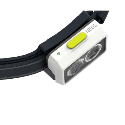 Ledlenser NEO3 - fényerőszabályozható LED fejlámpa, LED/3xAAA, IP54, 400 lm, 20 óra, fekete/fehér