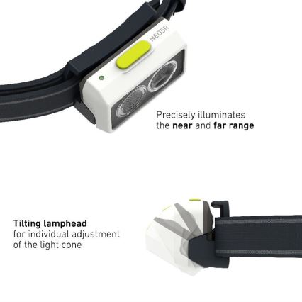 Ledlenser NEO5R - dimmelhető, újratölthető LED fejlámpa, 1800 mAh, IP54, 600 lm, 35 óra, fekete/fehér