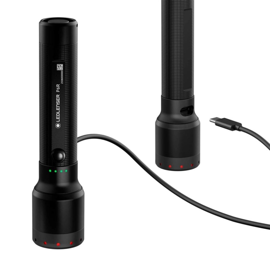 Ledlenser P6R - fényerőszabályozható, újratölthető LED zseblámpa, 3000 mAh akkumulátor, IP68, 1200 lm, 65 óra üzemidő, fekete