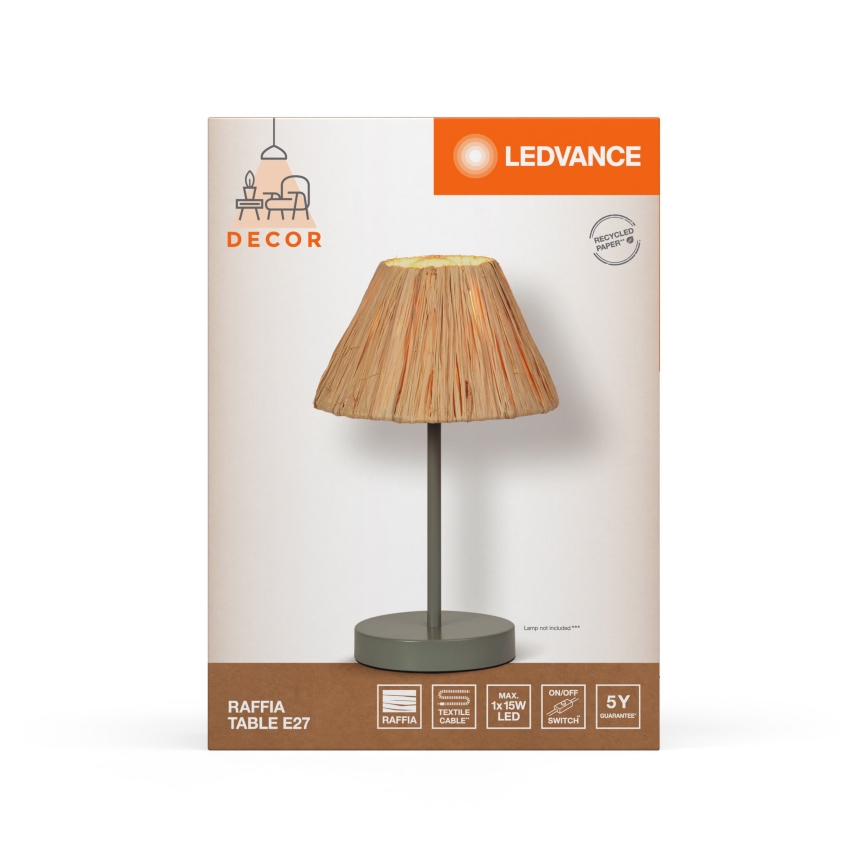 Ledvance - Asztali lámpa DECOR RAFFIA 1xE27/15W/230V raffia háncs