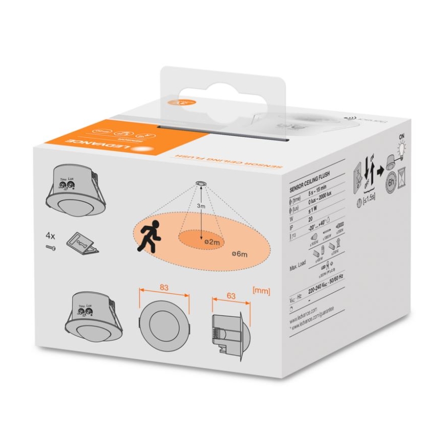 Ledvance - Beépíthető infravörös mozgásérzékelő FLUSH 230V fehér