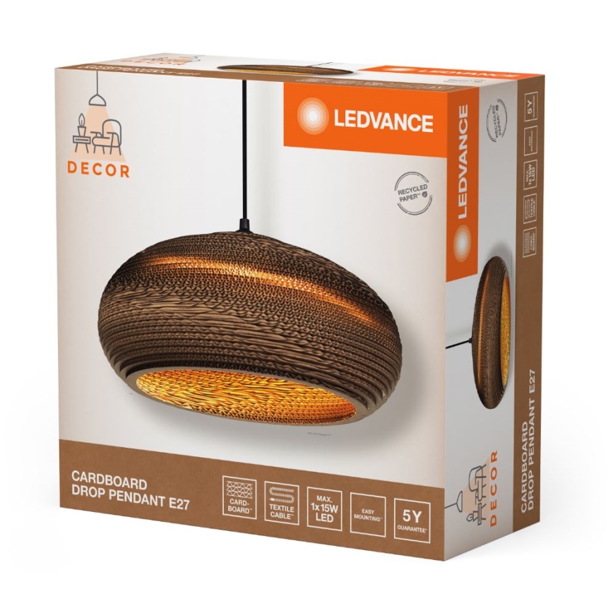 Ledvance - Csillár zsinóron DECOR CARDBOARD 1xE27/15W/230V átm. 40 cm