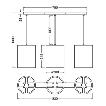 Ledvance - Csillár zsinóron DECOR CARDBOARD 3xE27/15W/230V