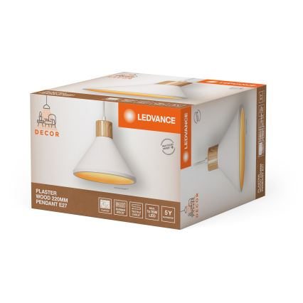 Ledvance - Csillár zsinóron DECOR PLASTER 1xE27/25W/230V átm. 22 cm vakolat fehér