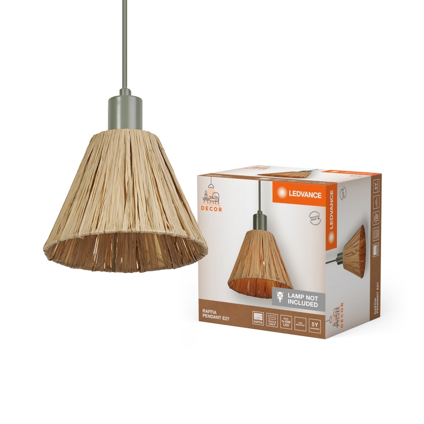 Ledvance - Csillár zsinóron DECOR RAFFIA 1xE27/15W/230V raffia háncs
