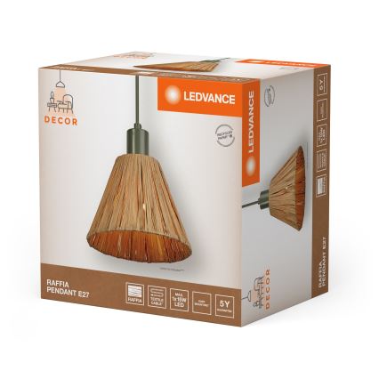 Ledvance - Csillár zsinóron DECOR RAFFIA 1xE27/15W/230V raffia háncs
