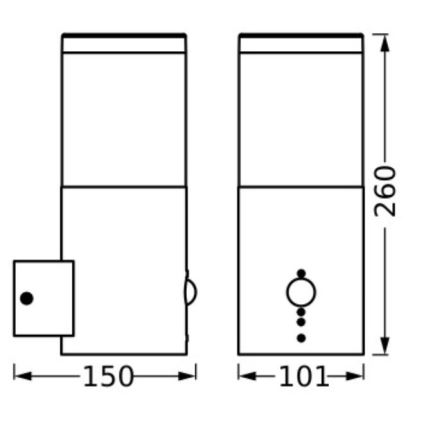 Ledvance - Kültéri fali lámpa mozgásérzékelővel EBRO 1xE27/20W/230V IP44