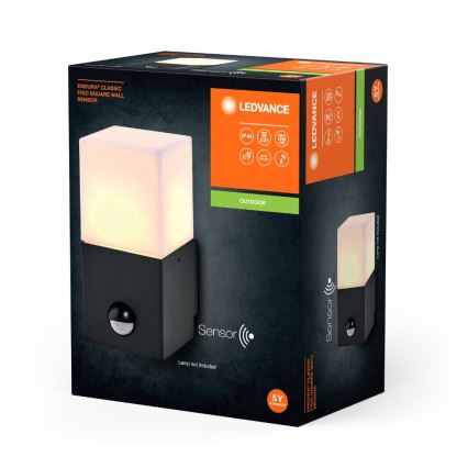 Ledvance - Kültéri fali lámpa mozgásérzékelővel FIGO SQUARE 1xE27/20W/230V