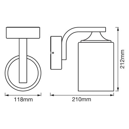 Ledvance - Kültéri fali lámpa CYLINDER 1xE27/60W/230V IP43