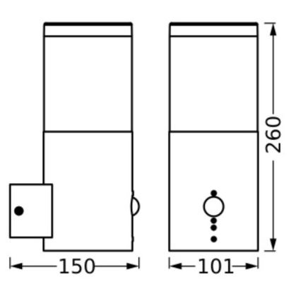 Ledvance - Kültéri fali lámpa érzékelővel EBRO 1xE27/20W/230V IP44