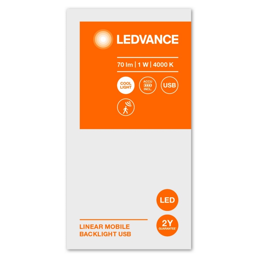Ledvance - LED alá szerelhető lámpa mozgásérzékelővel MOBILE LED/1W/5V 1000 mAh 4000K 40 cm