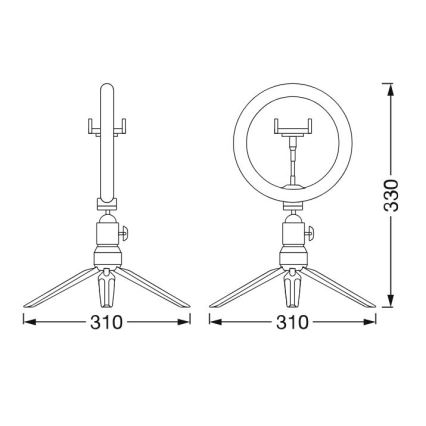 Ledvance - LED Dimmelhető asztali lámpa állvánnyal és tartóval vlogozáshoz LED/5,5W/USB 3000/4000/6500K