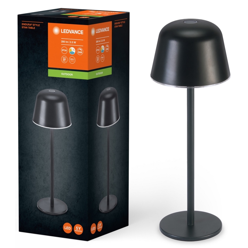 Ledvance - LED Dimmelhető kültér rechargeable lámpa TABLE LED/2,5W/5V IP54 fekete