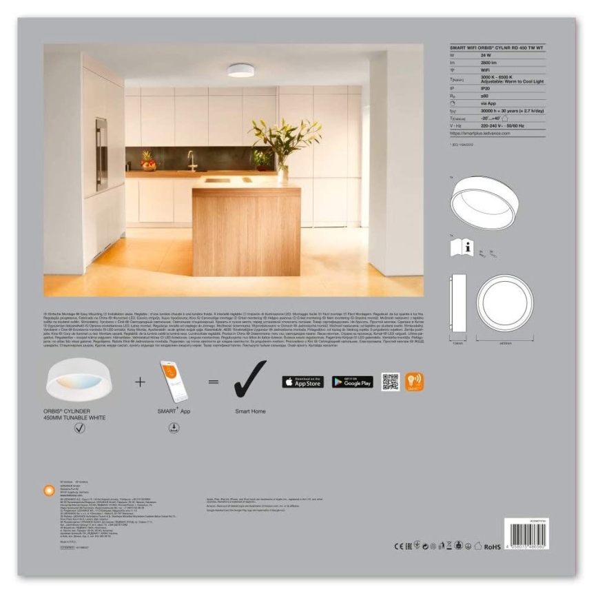 Ledvance - LED dimmelhető lámpatest SMART+ CYLINDER LED/26W/230V 3000K-6500K Wi-Fi