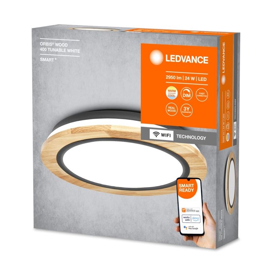 Ledvance - LED Dimmelhető mennyezeti lámpa SMART+ ORBIS WOOD LED/24W/230V 2700-6500K tölgy Wi-Fi