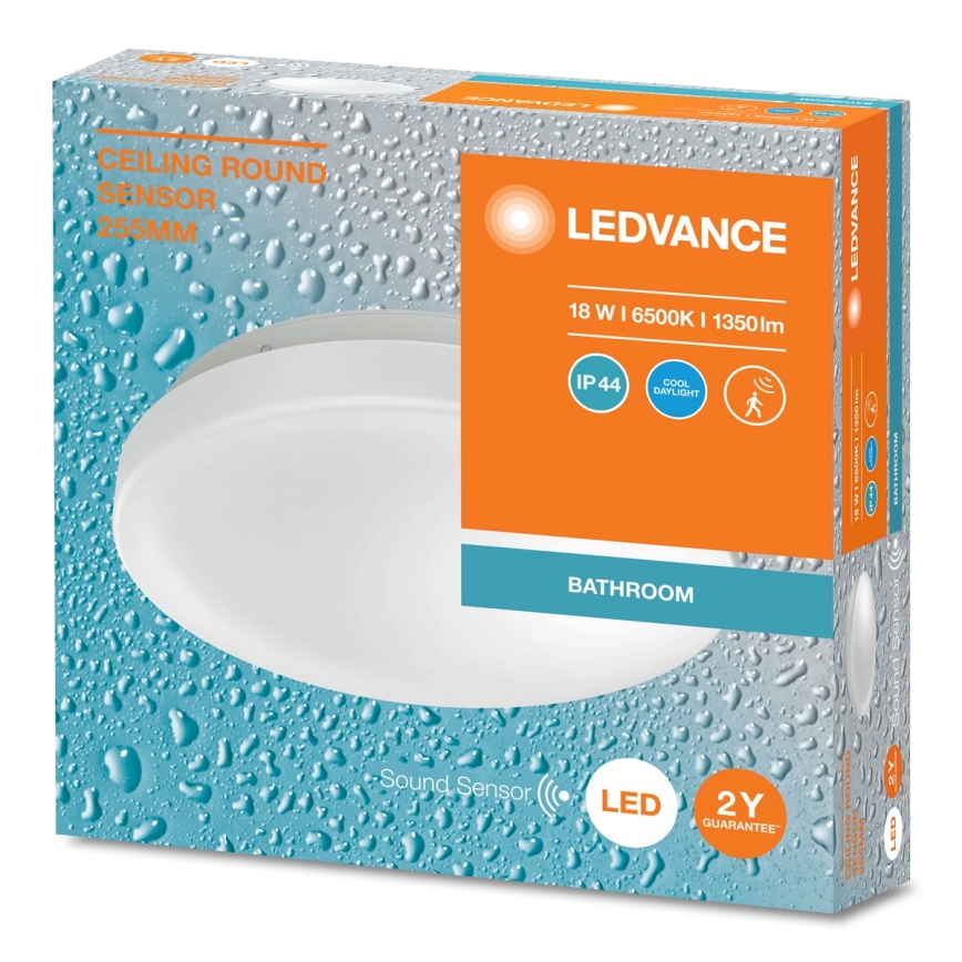 Ledvance - LED-es fürdőszobai mennyezeti lámpa alkonykapcsolóval CEILING ROUND LED/18W/230V IP44