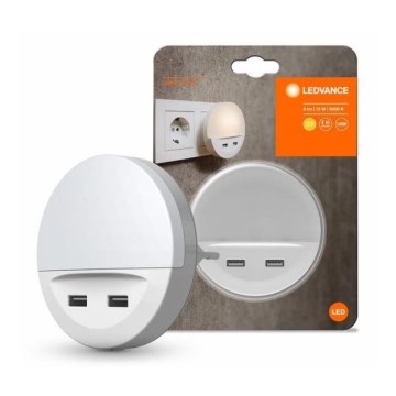 Ledvance - LED konnektoros éjszakai lámpa érzékelővel LUNETTA 2xUSB LED/13W/230V