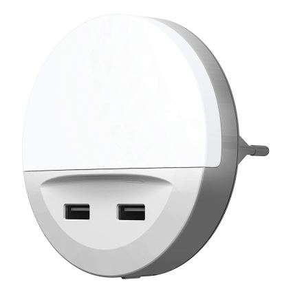 Ledvance - LED konnektoros éjszakai lámpa érzékelővel LUNETTA 2xUSB LED/13W/230V
