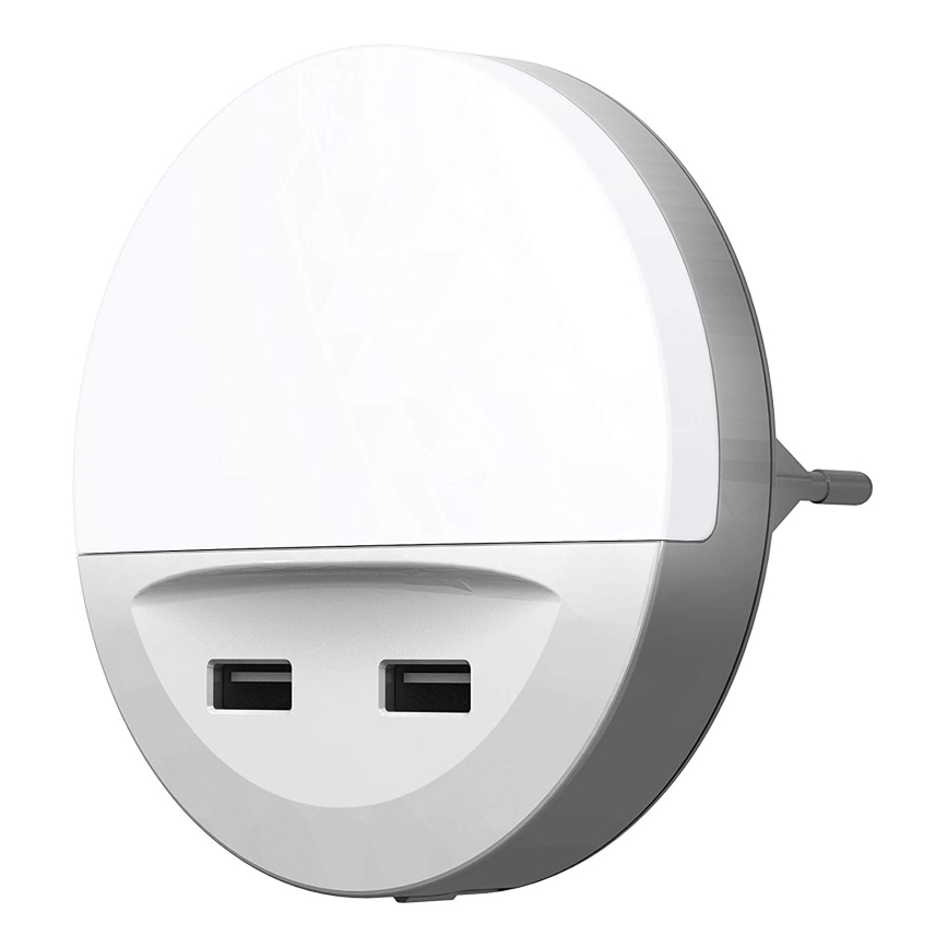 Ledvance - LED konnektoros éjszakai lámpa érzékelővel LUNETTA 2xUSB LED/13W/230V