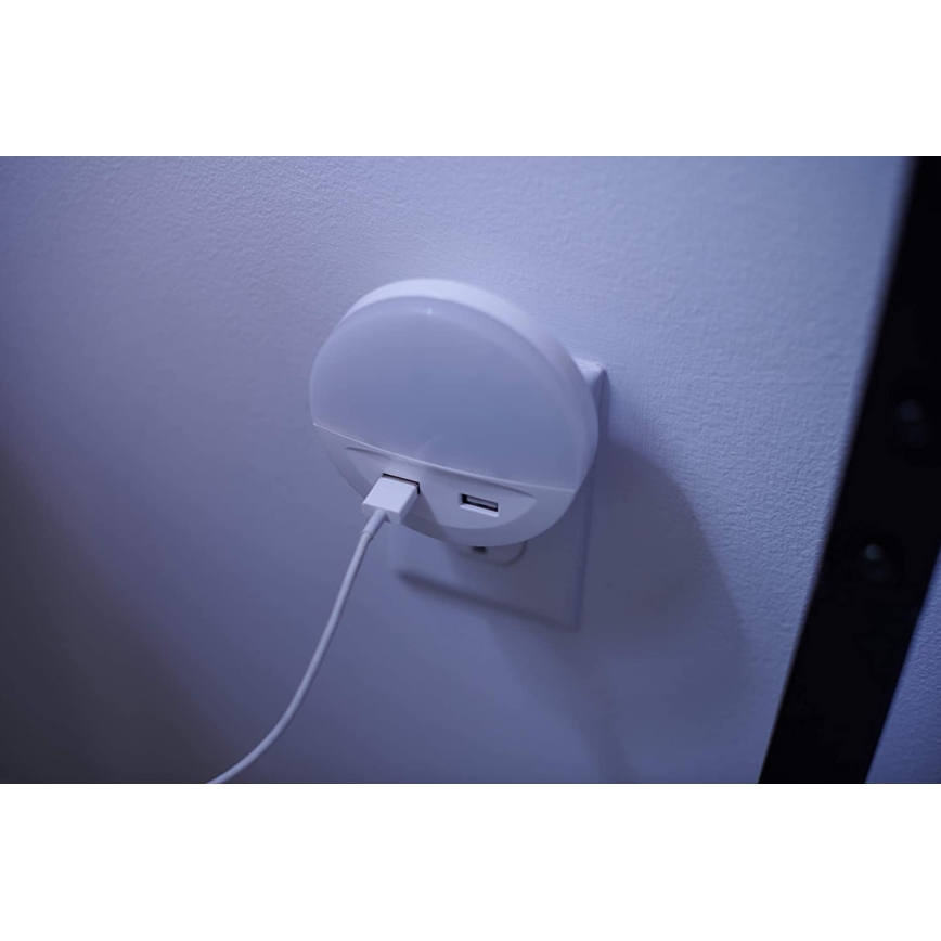 Ledvance - LED konnektoros éjszakai lámpa érzékelővel LUNETTA 2xUSB LED/13W/230V