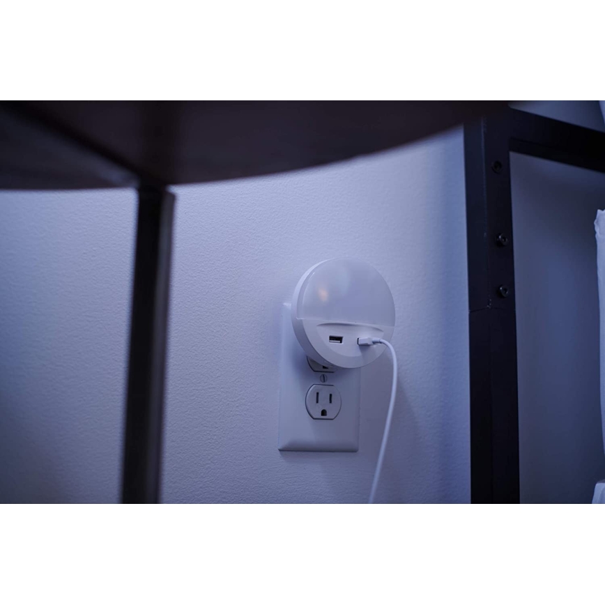 Ledvance - LED konnektoros éjszakai lámpa érzékelővel LUNETTA 2xUSB LED/13W/230V