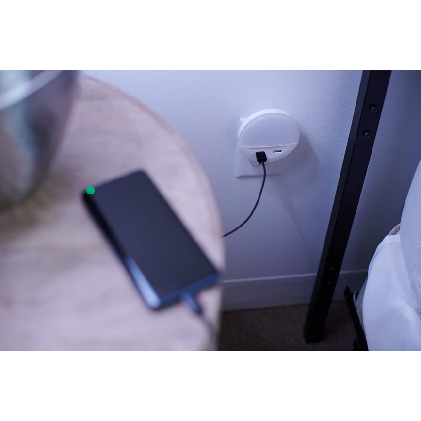 Ledvance - LED konnektoros éjszakai lámpa érzékelővel LUNETTA 2xUSB LED/13W/230V