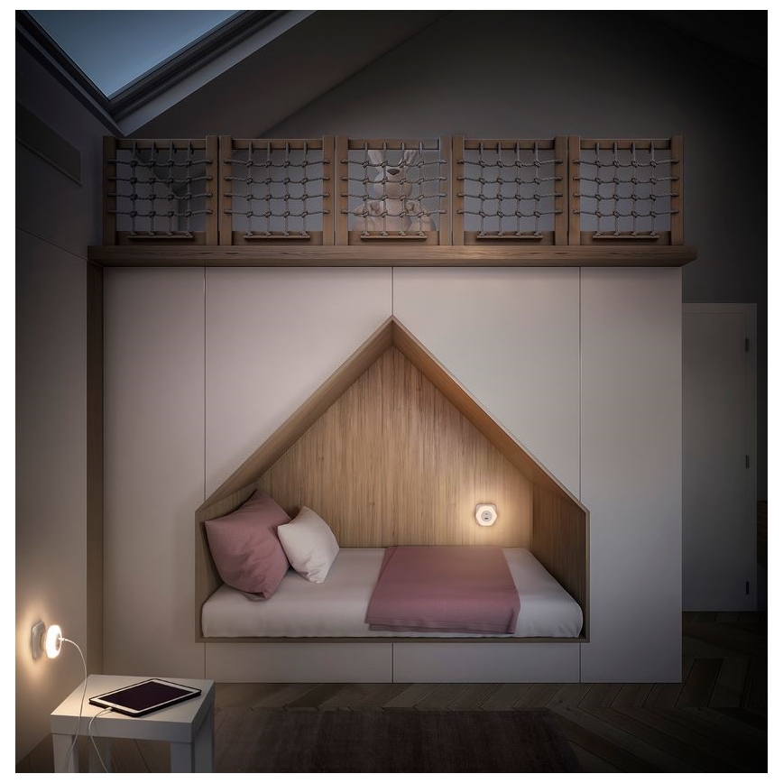 Ledvance - LED Konnektoros orientációs fény USB-vel  LUNETTA LED/15W/230V