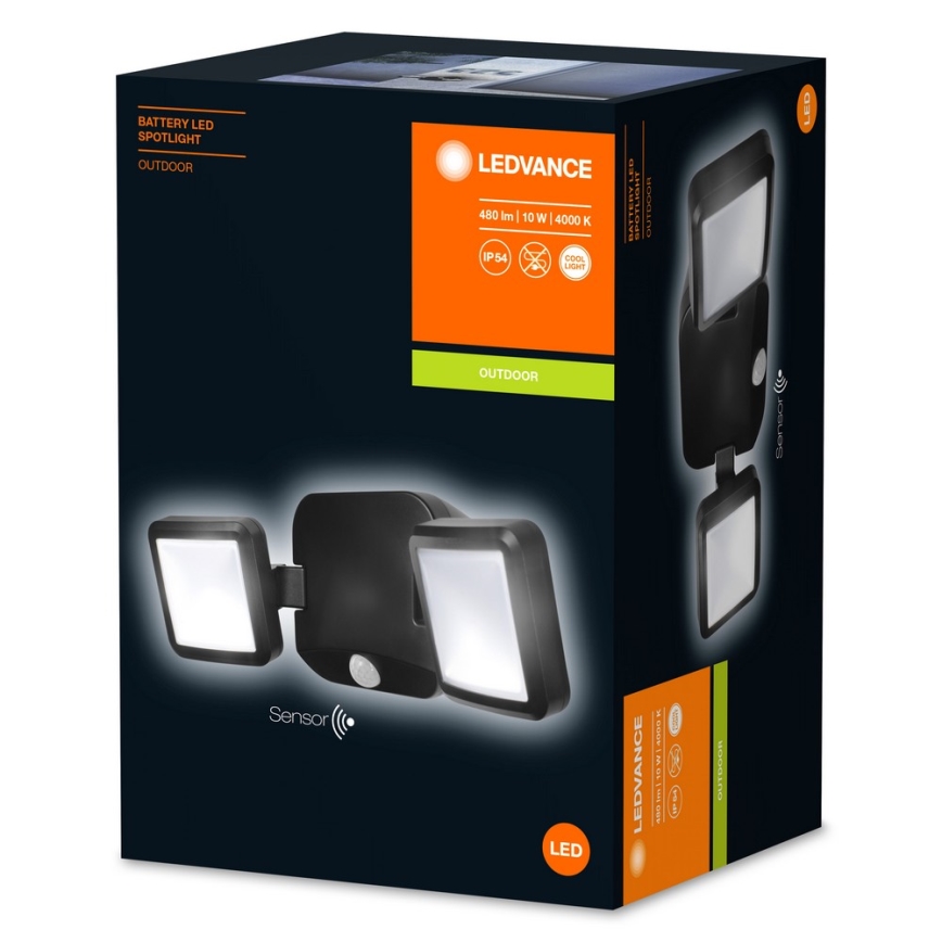 Ledvance - LED Kültéri fali lámpa érzékelővel BATTERY 2xLED/10W/4xD IP54