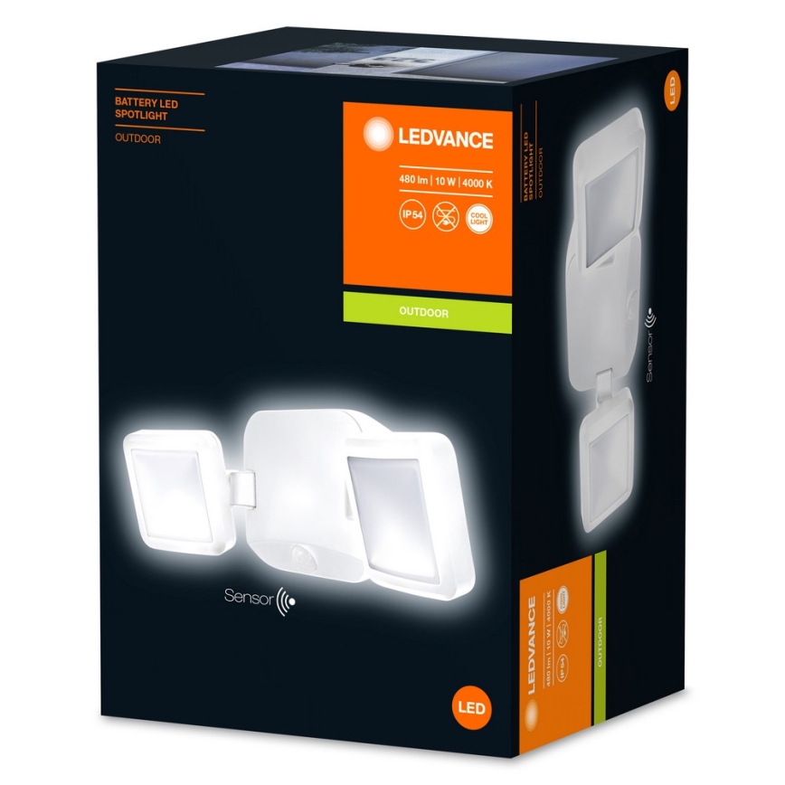 Ledvance - LED Kültéri fali lámpa érzékelővel BATTERY 2xLED/10W/4xD IP54