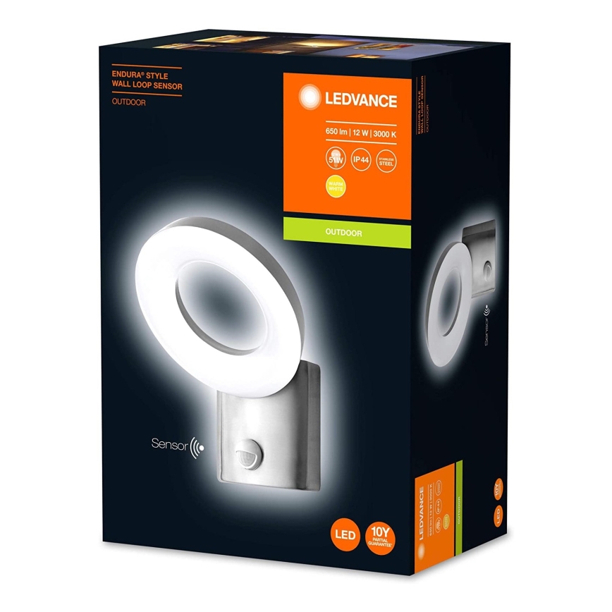 Ledvance - LED Kültéri fali lámpa érzékelővel LOOP 1xLED/12W/230V IP44