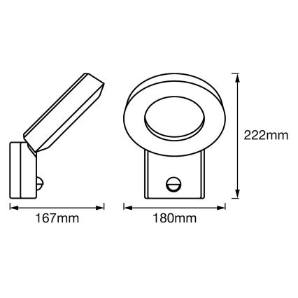 Ledvance - LED Kültéri fali lámpa érzékelővel LOOP 1xLED/12W/230V IP44