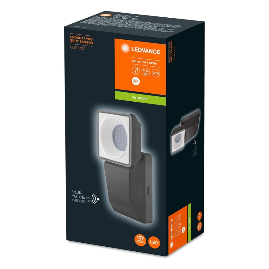 Ledvance -LED Kültéri fali lámpa érzékelővel  SPOT LED/8W/230V IP55 fekete