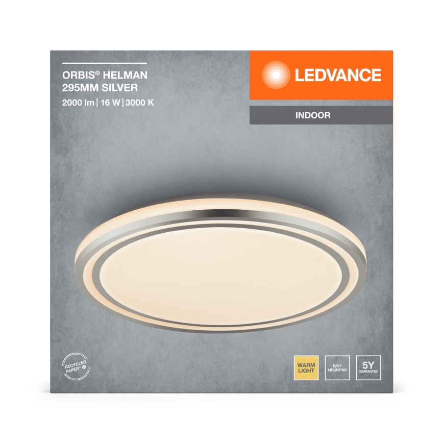 Ledvance - LED Mennyezeti lámpa ORBIS HELMAN LED/16W/230V átm. 29,5 cm ezüst