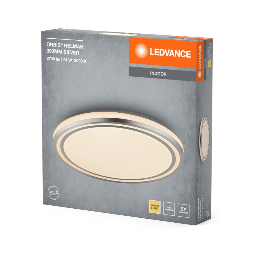 Ledvance - LED Mennyezeti lámpa ORBIS HELMAN LED/24W/230V átm. 39 cm ezüst