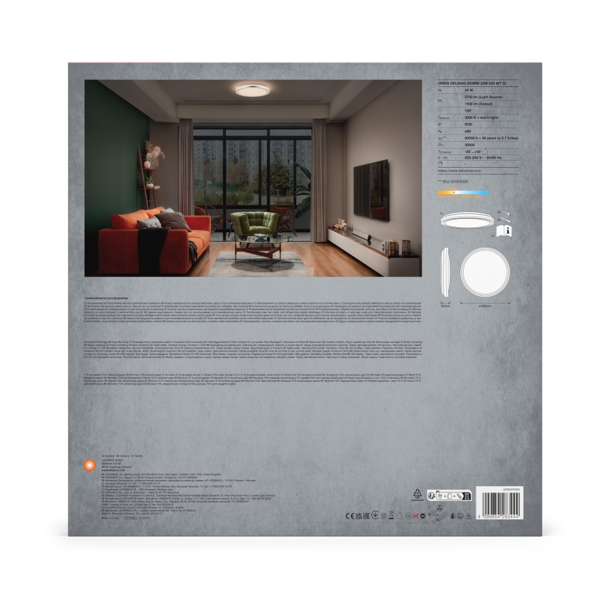Ledvance - LED Mennyezeti lámpa ORBIS HELMAN LED/24W/230V átm. 39 cm ezüst