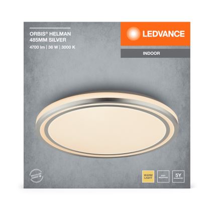 Ledvance - LED Mennyezeti lámpa ORBIS HELMAN LED/36W/230V átm. 48,5 cm ezüst